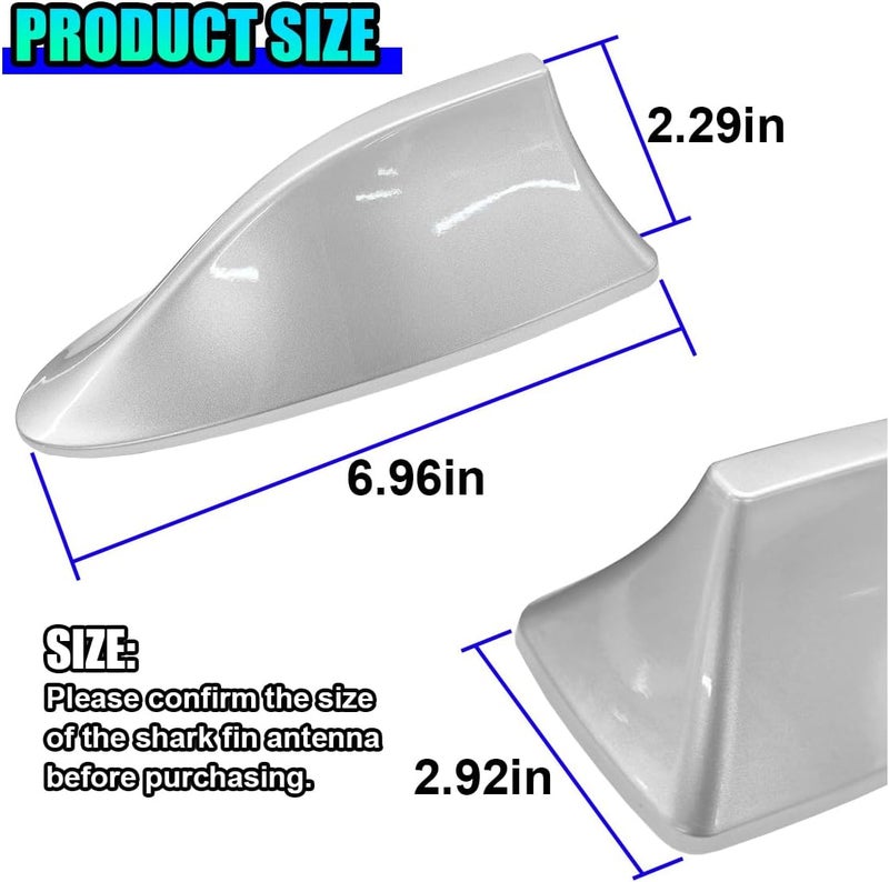 ZIMISI Car Shark Fin Antenna Cover, Plastic Auto Top Roof Mount Antenna Cover Replacement with Adhesive Tape, Universal Auto Signal Roof Aerial Decoration Accessories for Car SUV Truck (Silver) - Image 2